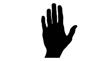 Siyah el silueti. Vektör illüstrasyonu beyaz arkaplanda izole edildi.