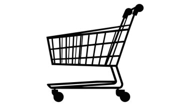 Alışveriş arabası simgesi siyah vektörü. Alışveriş arabası ikonu. Alışveriş arabası. İş simgesi