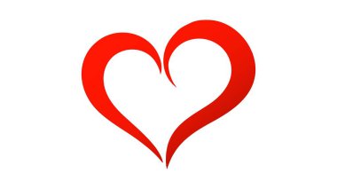 Beyaz arka planda kırmızı kalp simgesi. Aşk logosu kalp çizimi.