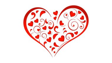 Beyaz arka planda kırmızı kalp simgesi. Aşk logosu kalp çizimi.