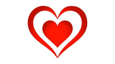 Beyaz arka planda kırmızı kalp simgesi. Aşk logosu kalp çizimi.