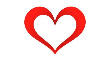 Beyaz arka planda kırmızı kalp simgesi. Aşk logosu kalp çizimi.