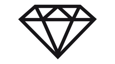 Elmas simgesi. Mücevher sembolü. Mücevher taşı. Beyaz arkaplanda grafiksel element. Renkli, düz elmas simgeleri. Vektör illüstrasyonu.