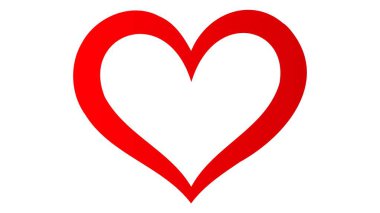 Beyaz arka planda kırmızı kalp simgesi. Aşk logosu kalp çizimi.