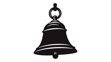 Kara çan ikonu. Taslak tarzı. Beyaz arkaplanda izole edilmiş web tasarımı için uyarı çan vektör simgesi