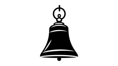 Kara çan ikonu. Taslak tarzı. Beyaz arkaplanda izole edilmiş web tasarımı için uyarı çan vektör simgesi