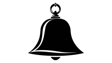 Kara çan ikonu. Taslak tarzı. Beyaz arkaplanda izole edilmiş web tasarımı için uyarı çan vektör simgesi