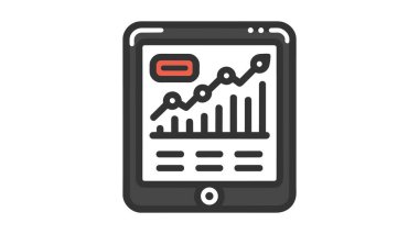 Yükselen bir eğilim ve vurgulanmış bir bölümle bir grafik veya grafik gösteren tablet.
