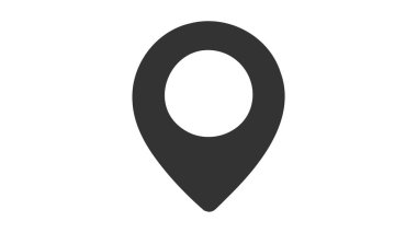 Black outlined vector icon of a location pin or marker. Mapping services, geolocation, points of interest, and directions. clipart