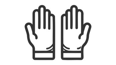 Uygulamalar ve web siteleri için çizgi sanat vektör simgesi kutlamak için el kaldırılıyor