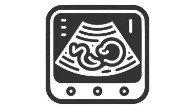 Bebeği gösteren bir ultrason makinesinin vektör simgesi.