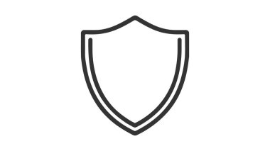 Gri arka plan üzerinde izole trendy düz stilde kalkan kutsal kişilerin resmi. Web sitesi tasarımı, logo, app, UI kalkan simgesi. Vektör çizim, Eps10.