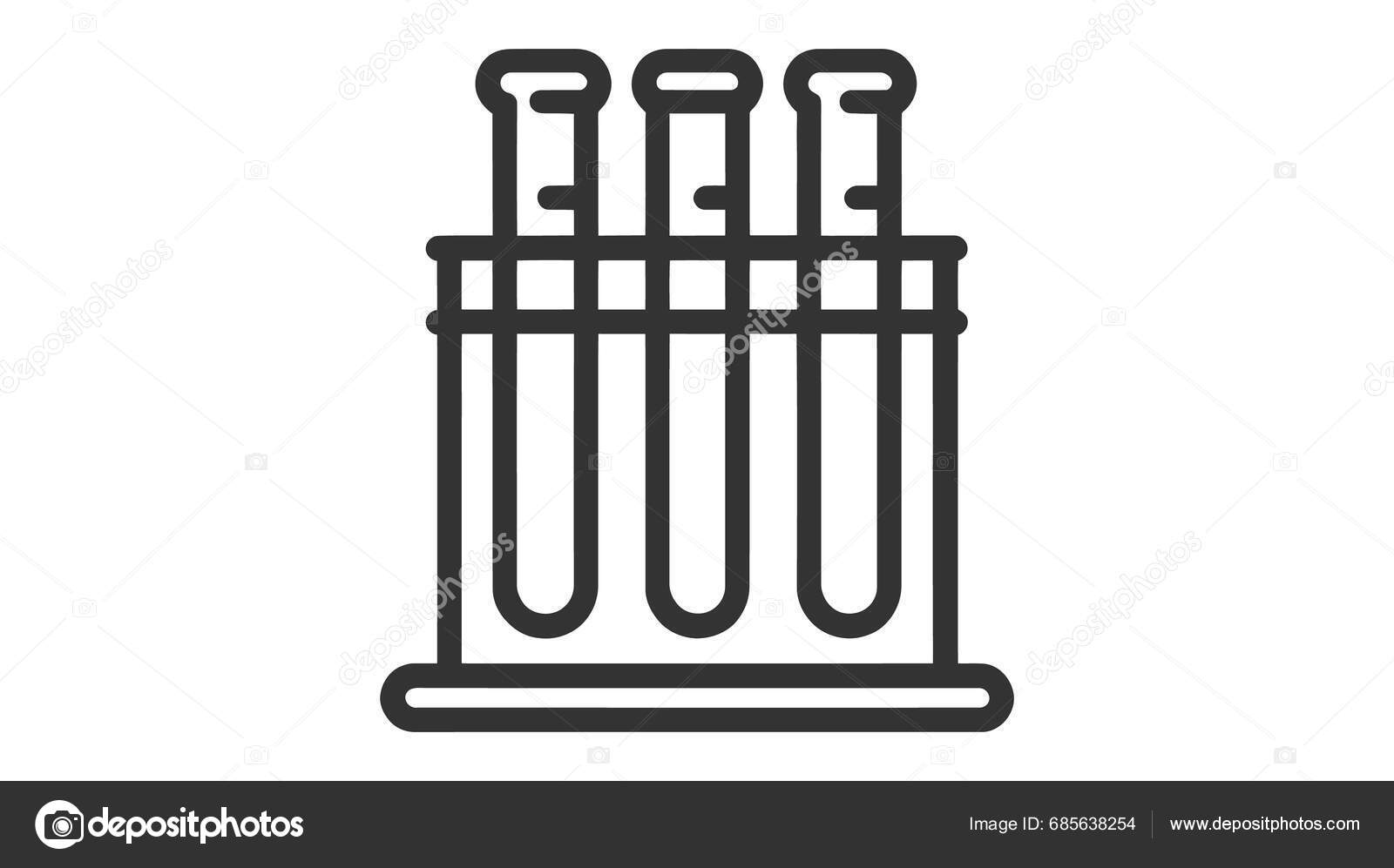 Simple Black White Icon Test Tube Rack Multiple Test Tubes Stock Vector