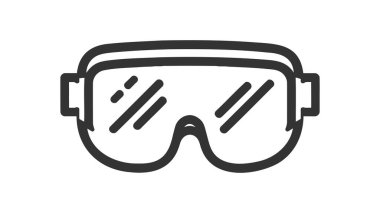 Güvenlik gözlüklerinin siyah çizgili vektör simgesi.