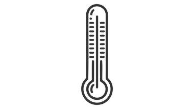 Beyaz arkaplanda izole edilmiş bir termometre siyah vektör simgesi.