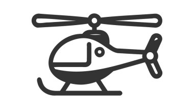 Helikopter simgesi, beyaz arkaplanda ince çizgi sembolü - düzenlenebilir vuruş vektörü illüstrasyonu 10 birim.