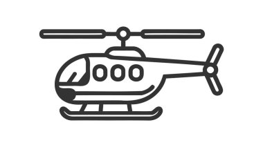 Helikopter simgesi, beyaz arkaplanda ince çizgi sembolü - düzenlenebilir vuruş vektörü illüstrasyonu 10 birim.