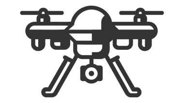 Drone hava kamerası simgesi grafik tasarım logosu illüstrasyonu.