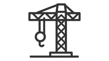 İnşaat vinci. Beyaz arkaplanda tek renkli simge.