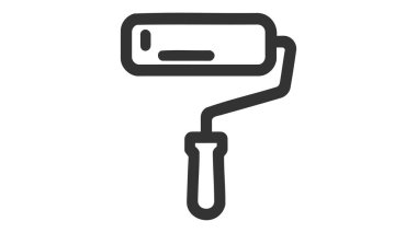 Beyaz arkaplanda bir boya silindirinin vektör simgesi.