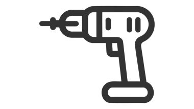 Tornavida, matkap satır simgesi, anahat vektör işareti, doğrusal piktogram beyaz izole. Sembol, logo illüstrasyon.