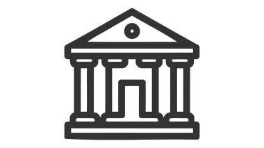 Beyaz arka plan üzerinde izole banka simgesi.