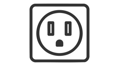 Elektrik prizi simgesi. Düzenlenebilir genişlikte kalın tasarım. Vektör İllüstrasyonu.