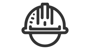 İnşaat Emanet kask çizgi stil ikonu.