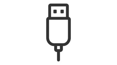 USB simgesi, taşınabilir veri, beyaz arkaplan üzerine ayrılmış vektör simgesi.