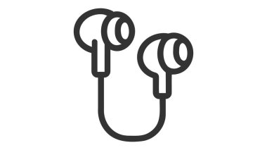 Kablosuz kulaklıklar, kulaklıklar düz simge. Beyaz arkaplanda kulaklık satırı simgesi.