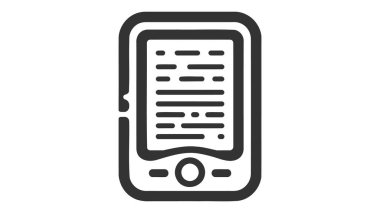 Ebook çizgisi simgesi, ana hatlar vektör işareti, beyaz üzerine izole edilmiş doğrusal resim. Elektronik kitap okuyucu sembolü, logo illüstrasyonu. Düzenlenebilir vuruş