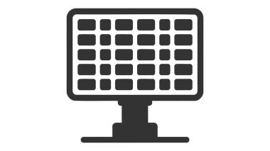 Güneş enerjisi ikonu. Vektör illüstrasyonu beyazda izole edildi.