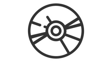 Disk, Blu-ray, CD veya DVD 'yi sıkıştırın. Düz Vektör Simgesi illüstrasyonu. Beyaz arka planda basit bir siyah sembol. Web ve mobil UI ögesi için CD, Blu-ray, CD veya DVD imzalama şablonu.