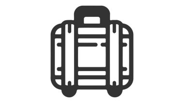 Bagaj, Bagaj satırı simgesi, Anahat vektör işareti üzerinde beyaz izole doğrusal stil piktogram. Sembol, logo illüstrasyon. Düzenlenebilir inme. Piksel mükemmel grafikler