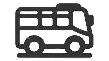 Beyaz arka plan üzerinde izole otobüs simgesi.