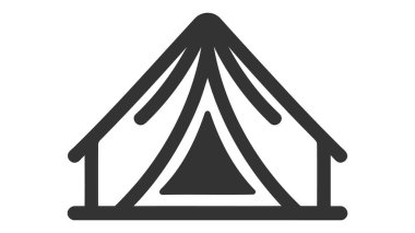 Beyaz arkaplanda izole edilmiş turizm çadırı simgesi vektörü.