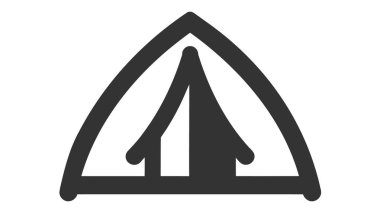 Beyaz arkaplanda izole edilmiş turizm çadırı simgesi vektörü.