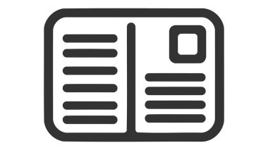 Kartpostal simgesi - beyaz arkaplanda düz vektör tasarımı.