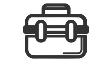 Bagaj, Bagaj satırı simgesi, Anahat vektör işareti üzerinde beyaz izole doğrusal stil piktogram. Sembol, logo illüstrasyon. Düzenlenebilir inme. Piksel mükemmel grafikler