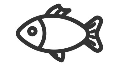 Beyaz arka planda izole edilmiş balık simgesi vektörü.