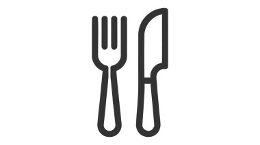 Çatal ve bıçak. doğrusal simge. Düzenlenebilir vuruşlu satır.