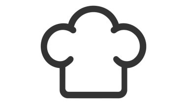 Chef şapka satırı simgesi, Anahat vektör işareti üzerinde beyaz izole doğrusal stil piktogram. Mutfağı sembolü, logo illüstrasyon. Düzenlenebilir kontur