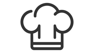 Chef şapka satırı simgesi, Anahat vektör işareti üzerinde beyaz izole doğrusal stil piktogram. Mutfağı sembolü, logo illüstrasyon. Düzenlenebilir kontur