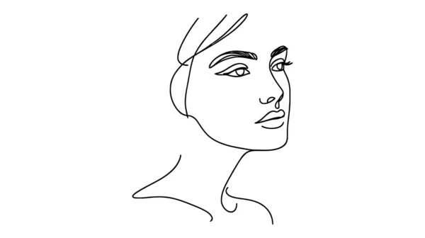 Minimalista Sziluettje Női Arcnak Fekete Fehér Fehér Háttér Egysoros Rajz Vektor Grafikák