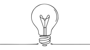 Sürekli bir çizgi çizerek ampul vektörü illüstrasyon minimalizmi kavramı.