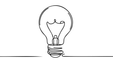 Sürekli bir çizgi çizerek ampul vektörü illüstrasyon minimalizmi kavramı.
