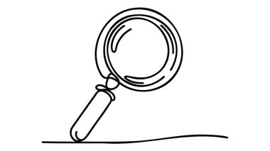 Bir tane sürekli büyüteç çizgisi. Büyüteç merceğin aralıksız çizimi. Vektör illüstrasyonu.