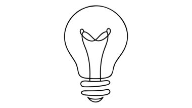 Sürekli bir çizgi çizerek ampul vektörü illüstrasyon minimalizmi kavramı.