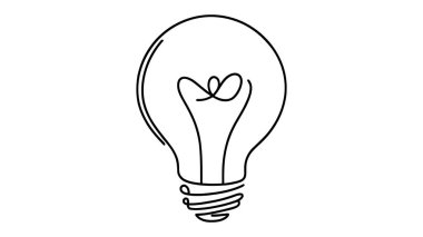 Sürekli bir çizgi çizerek ampul vektörü illüstrasyon minimalizmi kavramı.