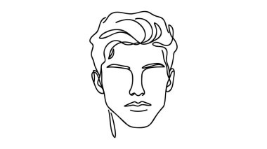 İnsan profilinin kesintisiz çizimi. Soyut Adam Yüzü Minimalist Güzellik Konsepti, Tişört Vektör İllüstrasyonu, Duvar Dekoru, Yazdırma, Poster, Grafikler. Erkek Başı Soyut Çizim Çizimi.
